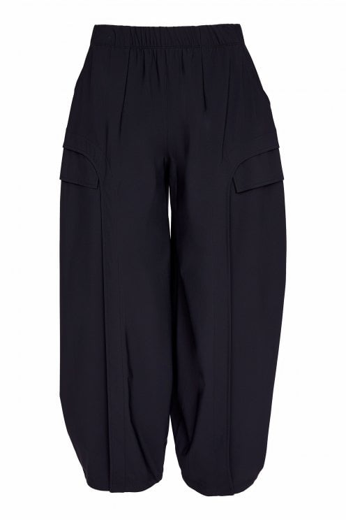 Balloon Shape Pants With Curve Panel Black