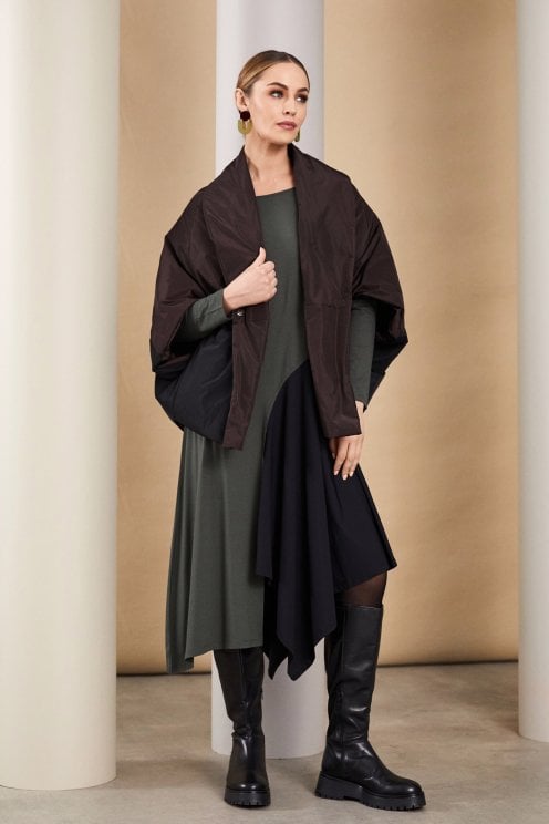 Batwing Poncho Jacket Chocolate/black