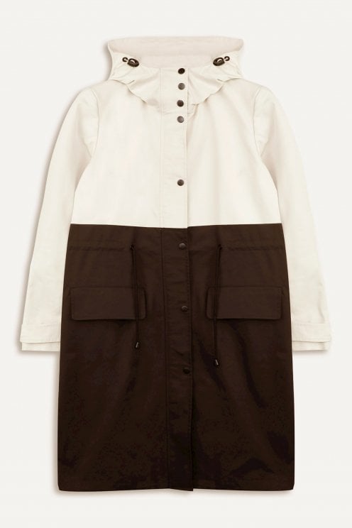 Bi Colour Hooded Coat Almond Milk / Black 