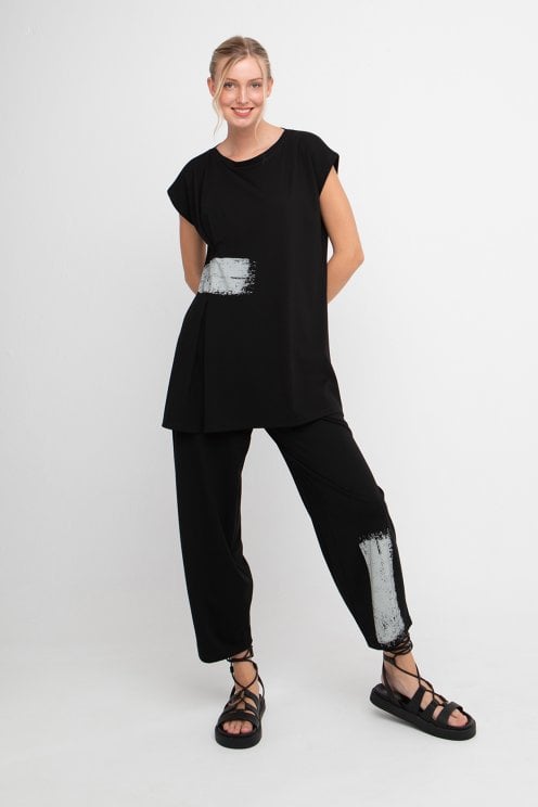 Blurred Print Pants Black
