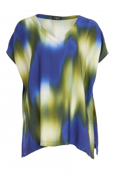 Blurred Print Top Locline