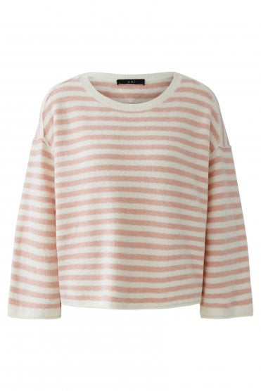 Blurred Stripe Pullover White/red