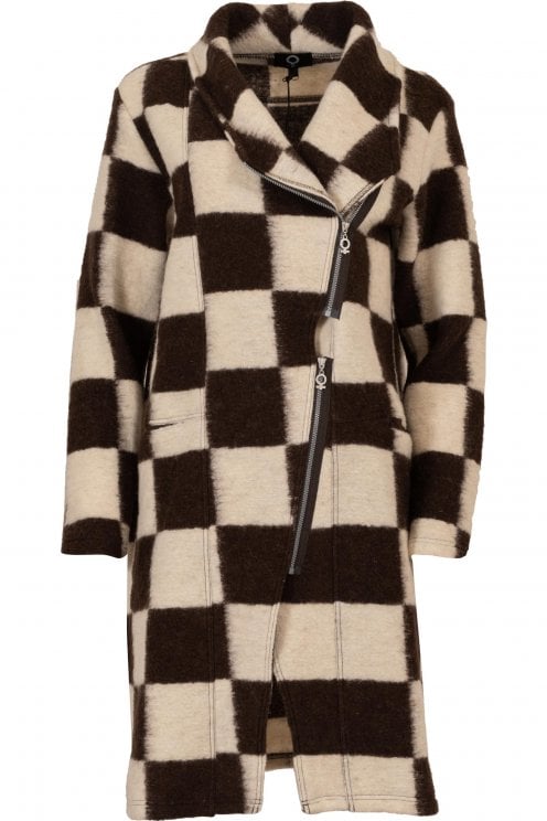 Boiled Wool Coat Coffee/Off White 