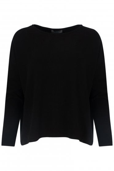 Boxy Soft Knit Pullover Black