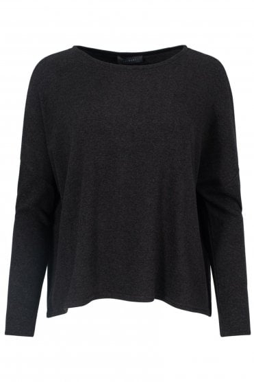 Boxy Soft Knit Pullover Carbone