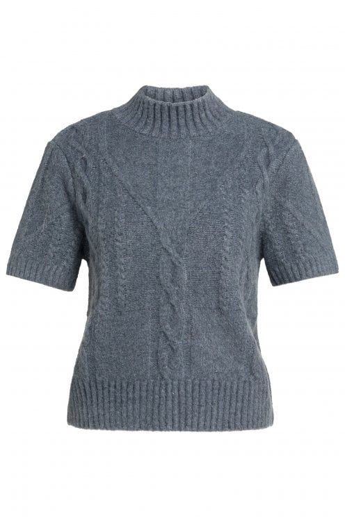 Cable Knit Short Sleeve Pullover Arctic Seal