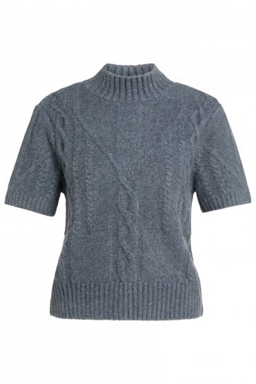 Cable Knit Short Sleeve Pullover Arctic Seal