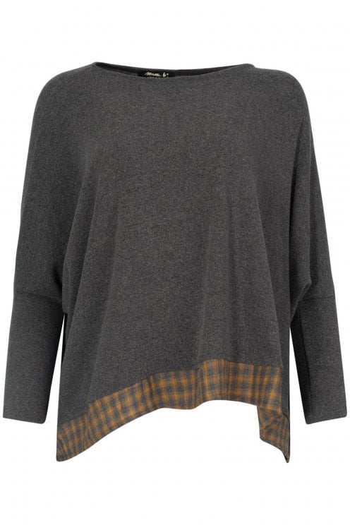 Check Trim Fleece Pullover Grigio