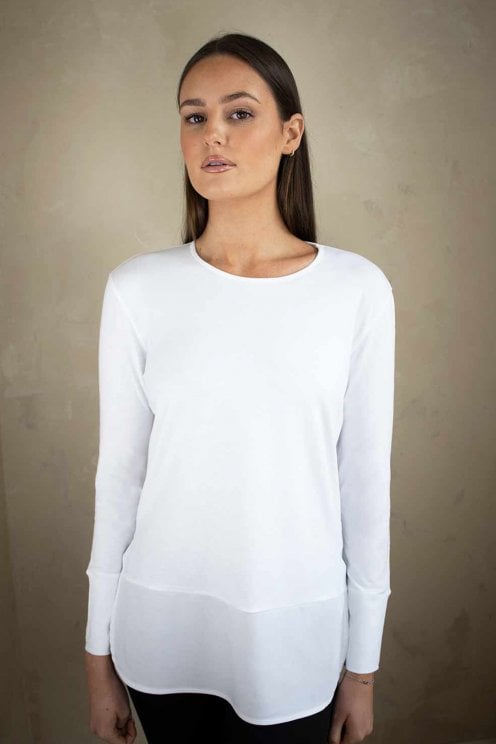 Collarless Layering Top White