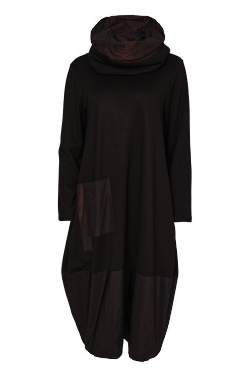 Contrast Dress With Collar Black