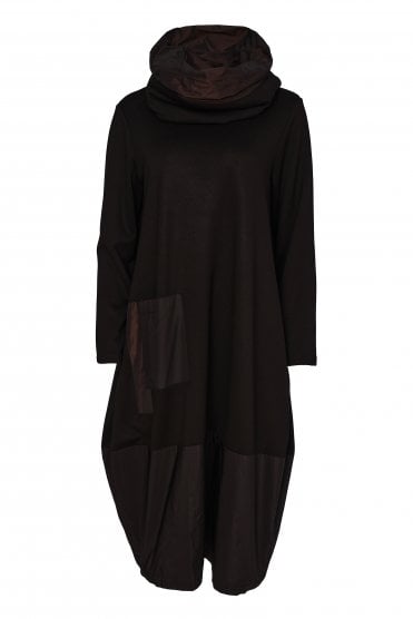 Contrast Dress With Collar Black
