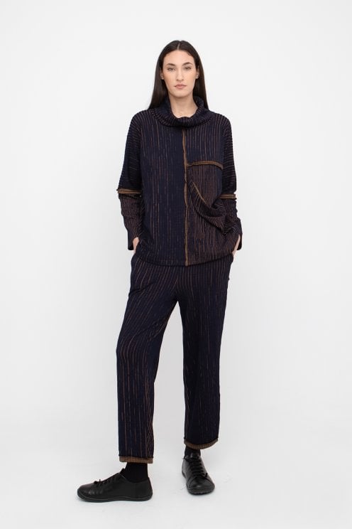 Contrast Rib Pants Blue/mustard