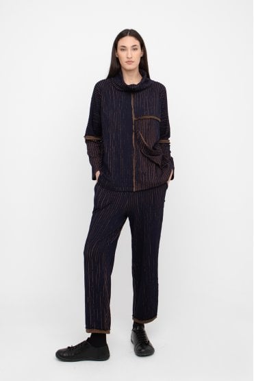 Contrast Rib Pants Blue/mustard