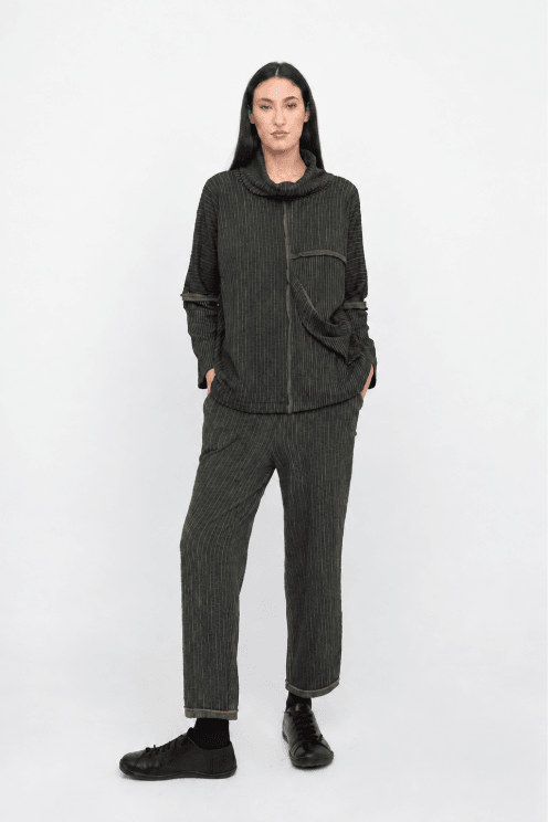 Contrast Rib Pants Grey/green