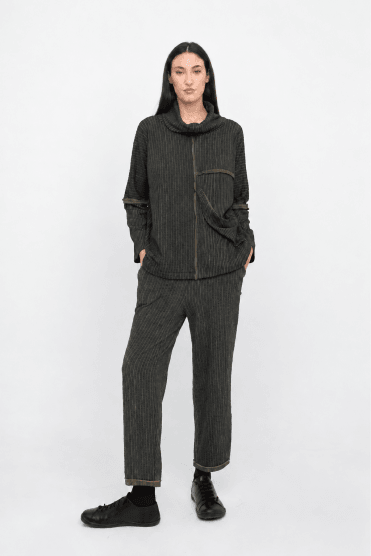 Contrast Rib Pants Grey/green