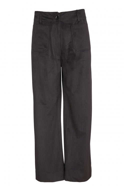 Cord Wide Leg Trouser With Patch Pocket Black