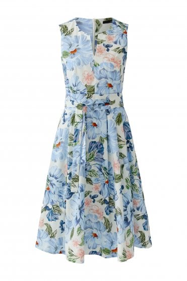 Cotton Floral Midi Dress Blue/white