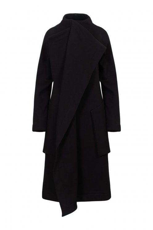 Cotton Jersey Midi Coat Black