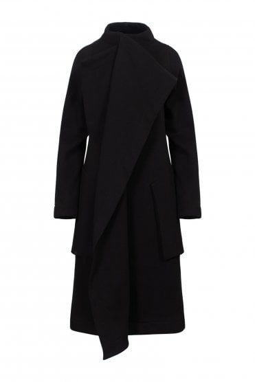 Cotton Jersey Midi Coat Black