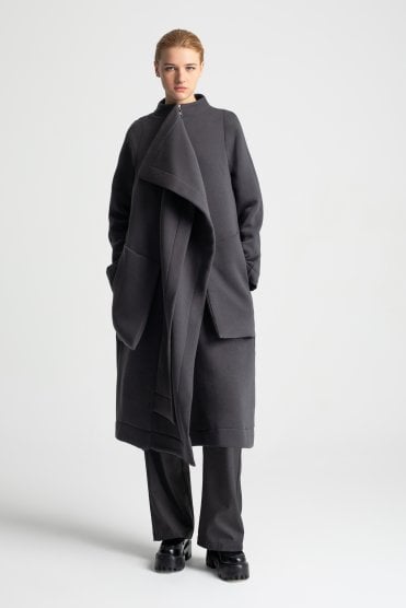 Cotton Jersey Midi Coat Grey