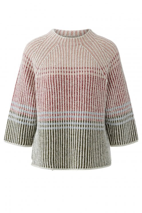 Cotton Mix Pullover Off White/red