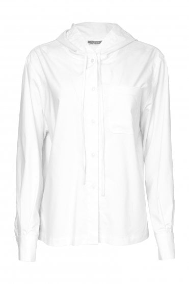 Cotton Shirt With Hood White