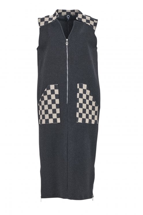 Crincle Sleeveless Dress Black/check