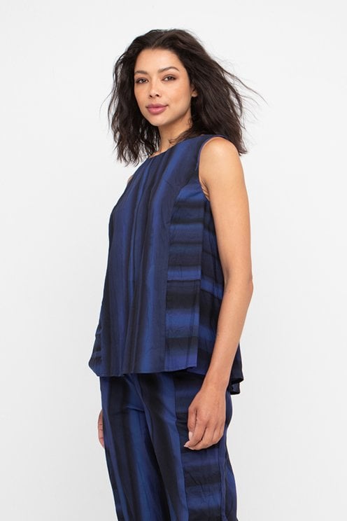 Crinkle Sleeveless Top Pleats
