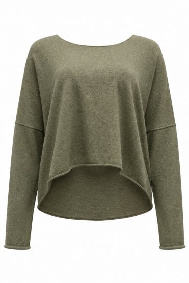 Cropped Fine Knit Khaki