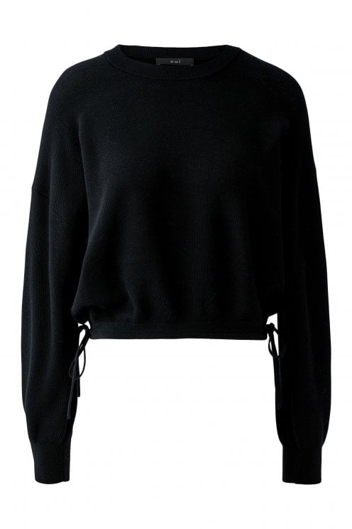 Cropped Honeycomb Pullover Black