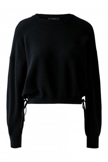 Cropped Honeycomb Pullover Black