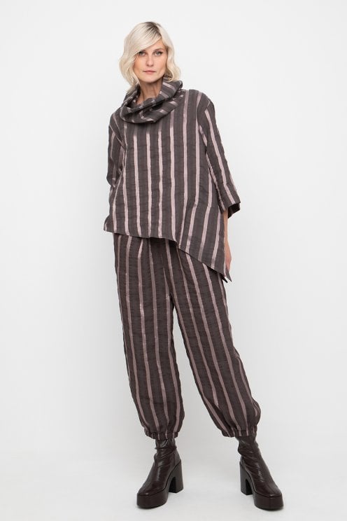 Crushed Stripe Wide Leg Pants Pink