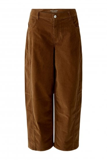 Curved Leg Fine Cord Trouser Brown