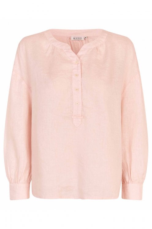 Dashina Linen Blouse Mauve Chalk