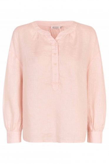 Dashina Linen Blouse Mauve Chalk