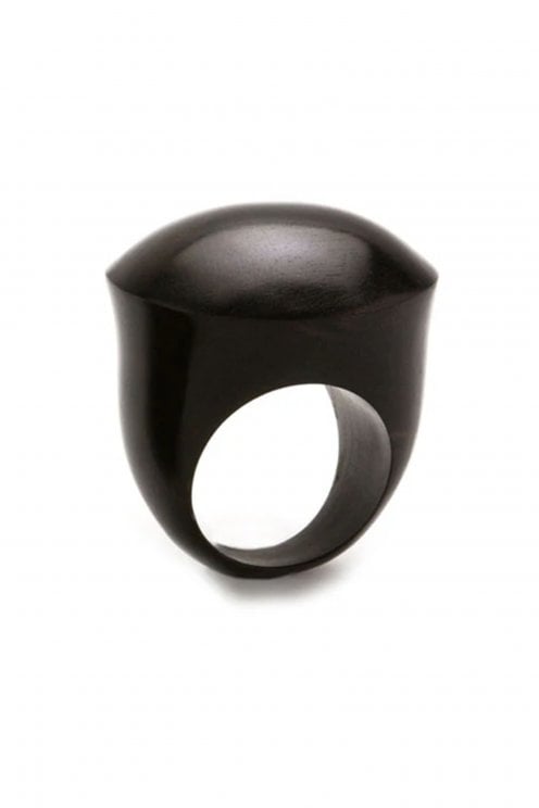 Domed Wood Ring Black