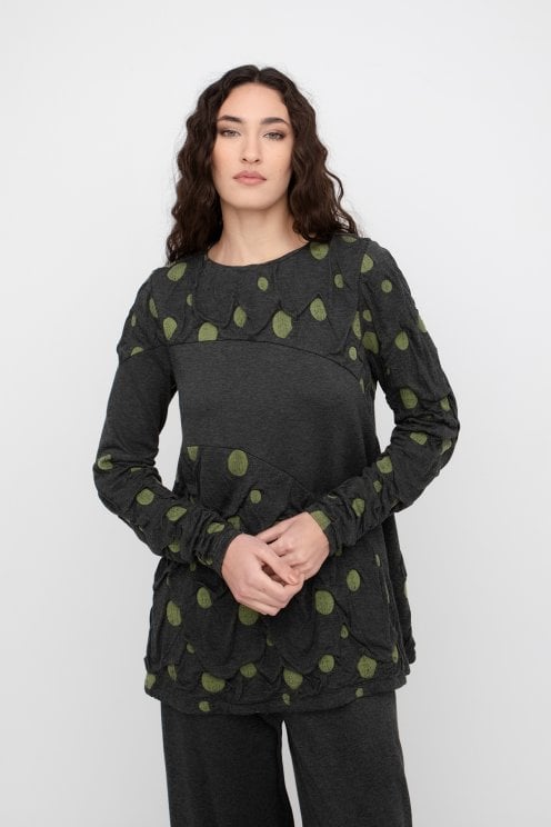 Dot Detail Top Grey/green