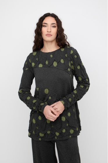 Dot Detail Top Grey/green