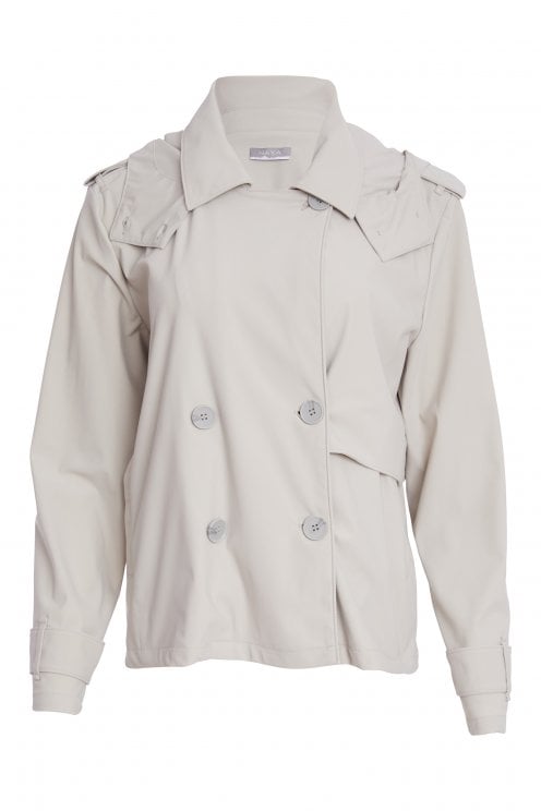 Double Breasted Hooded Jacket Ash