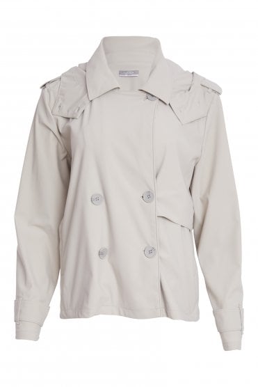 Double Breasted Hooded Jacket Ash