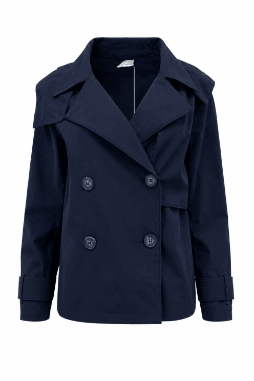 Double Breasted Hooded Jacket French Blue