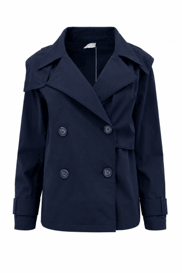 Double Breasted Hooded Jacket French Blue