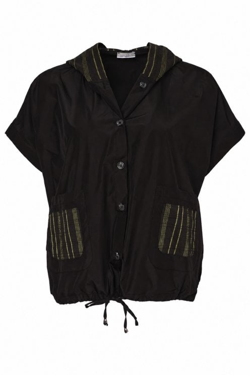 Drawstring Hem Top Black/avocado