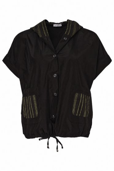 Drawstring Hem Top Black/avocado