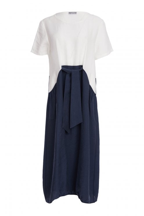 Dress With Contrast Colour Skirt White/eclipse