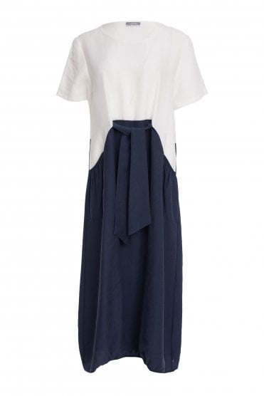 Dress With Contrast Colour Skirt White/eclipse