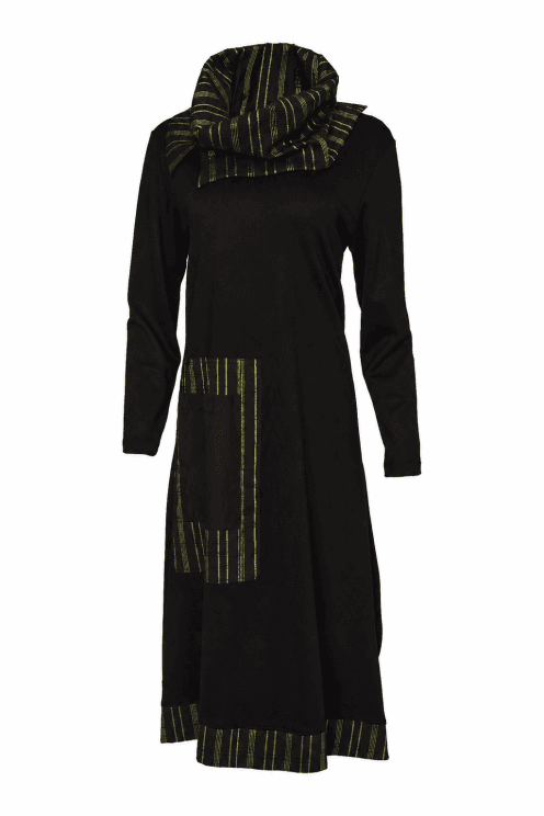 Dress With Contrast Stripe Black/avocado