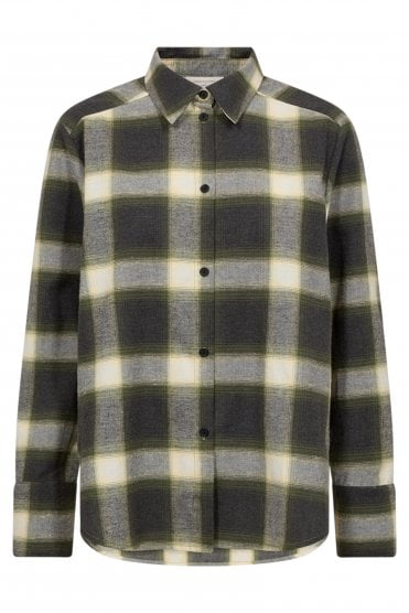 Erino Check Shirt Grey Mel/green