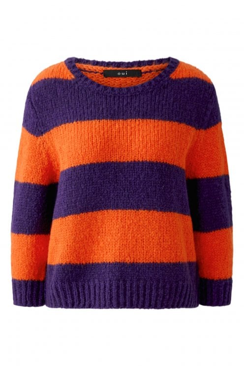 Esmy Angel Yarn Pullover Dk Violet/orange