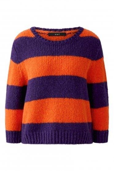 Esmy Angel Yarn Pullover Dk Violet/orange